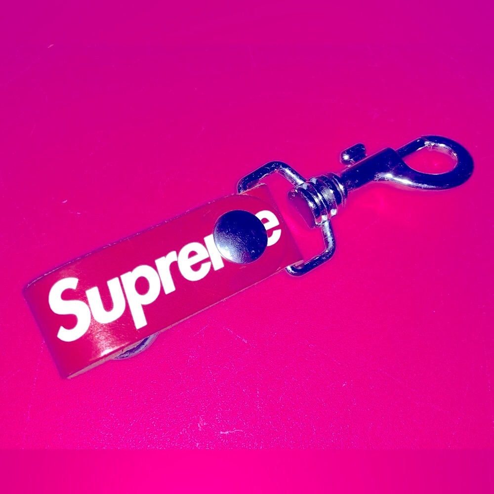 Supreme - Red Box Logo Leather Key Loop on Authentic Accessories Valentine’s Day